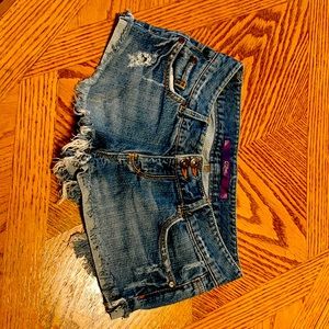 “Pink” denim cut off shorts size 3